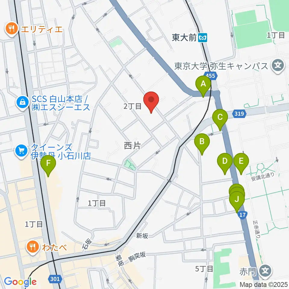 吉田真紀音楽教室周辺のカフェ一覧地図