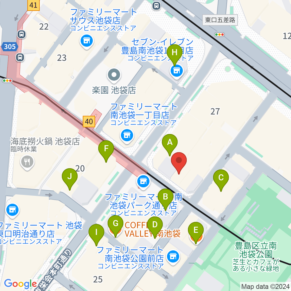 フルート工房三響周辺のカフェ一覧地図