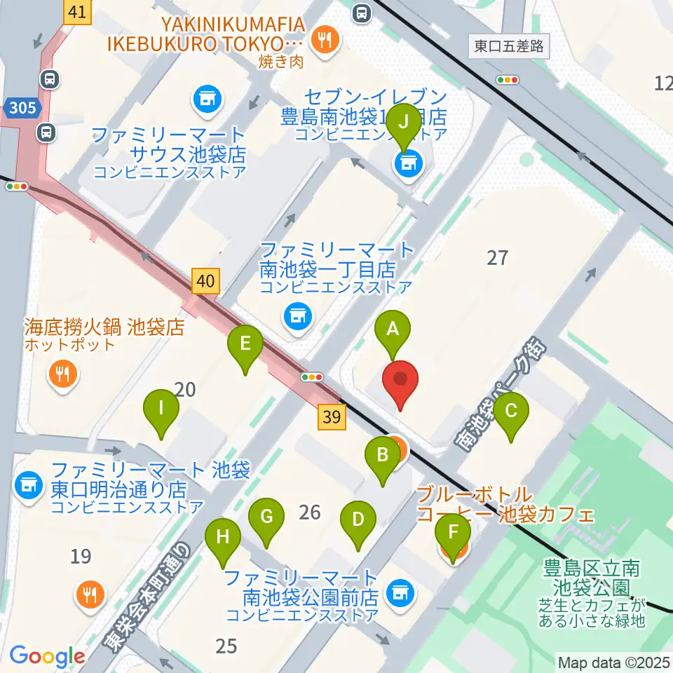 フルート工房三響周辺のカフェ一覧地図