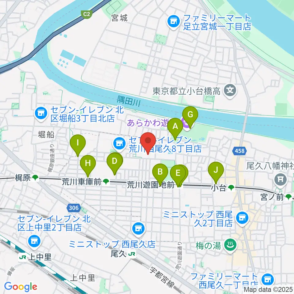 ポップコアスタジオ周辺のカフェ一覧地図