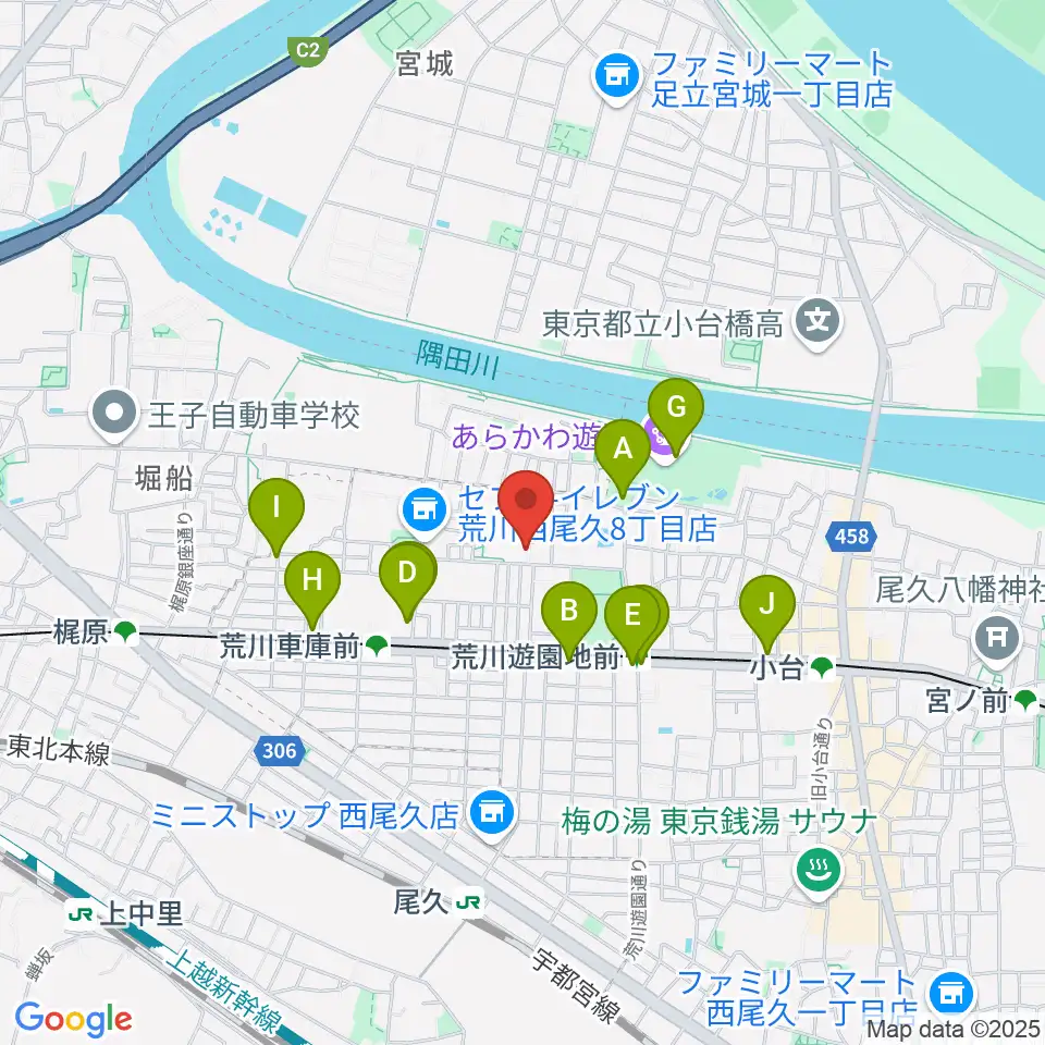 ポップコアスタジオ周辺のカフェ一覧地図