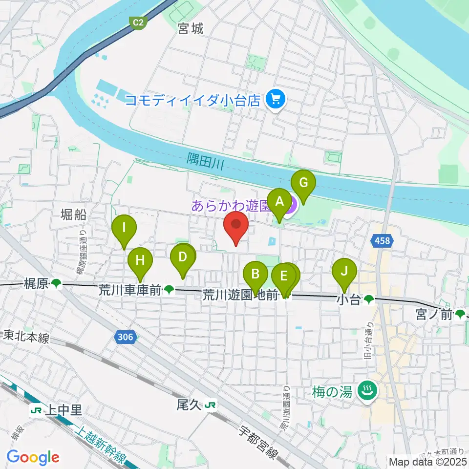 ポップコアスタジオ周辺のカフェ一覧地図