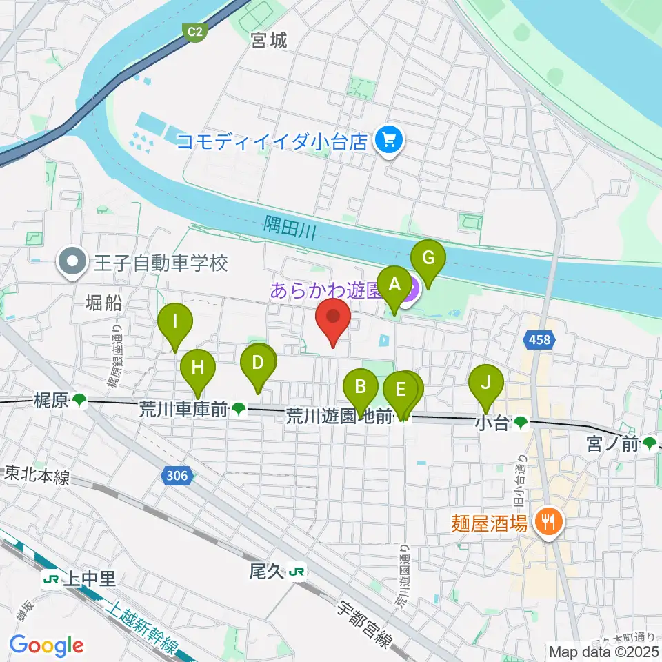 ポップコアスタジオ周辺のカフェ一覧地図