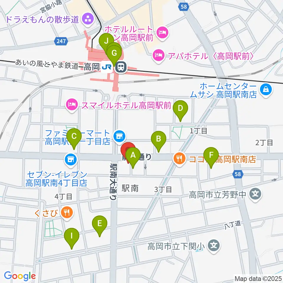 ウィンズラボミュージックスクール周辺のカフェ一覧地図