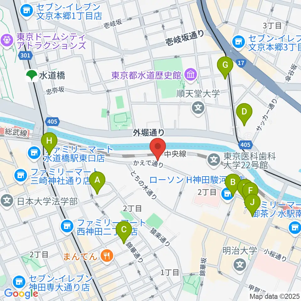 スズキ・メソードお茶の水センター教室周辺のカフェ一覧地図