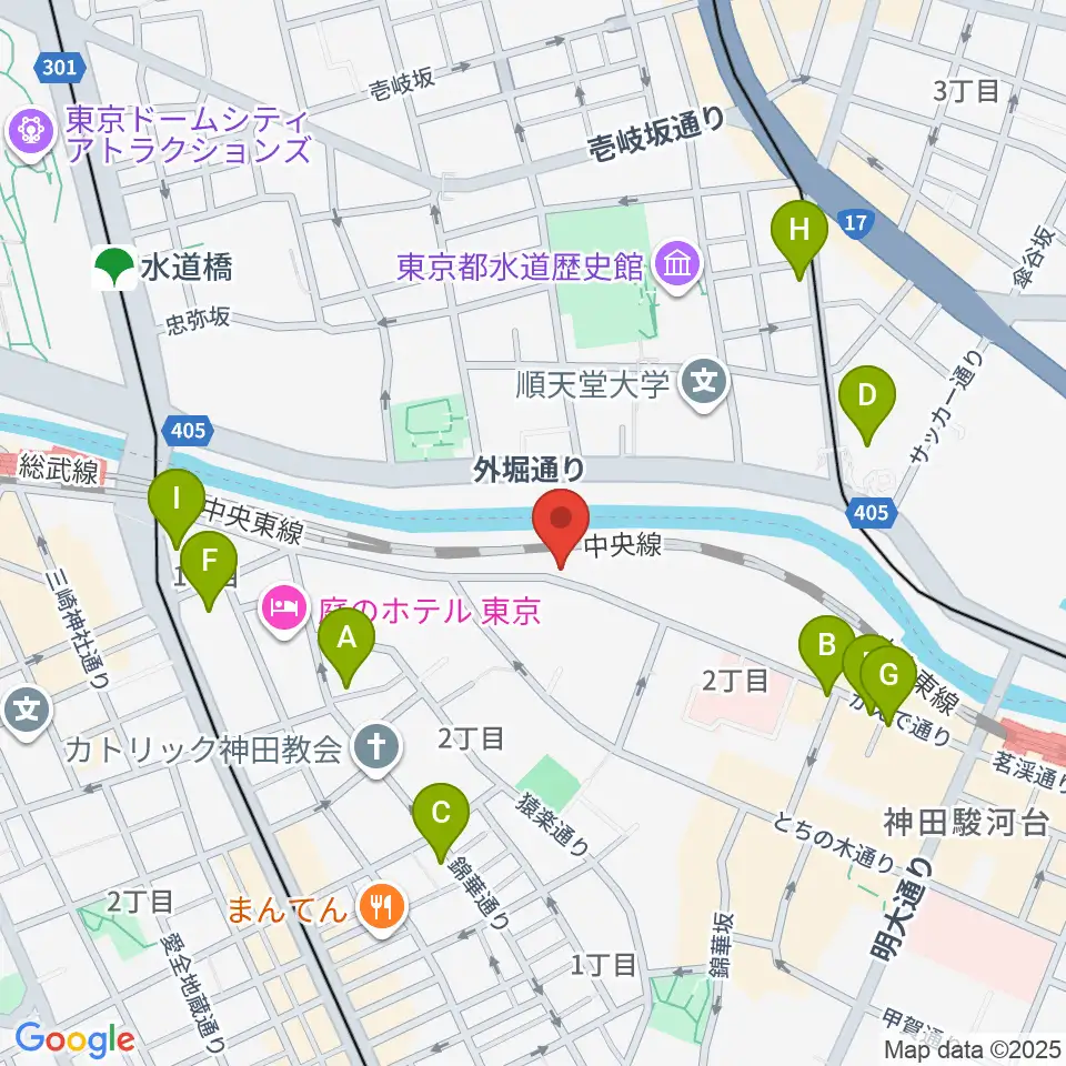 スズキ・メソードお茶の水センター教室周辺のカフェ一覧地図