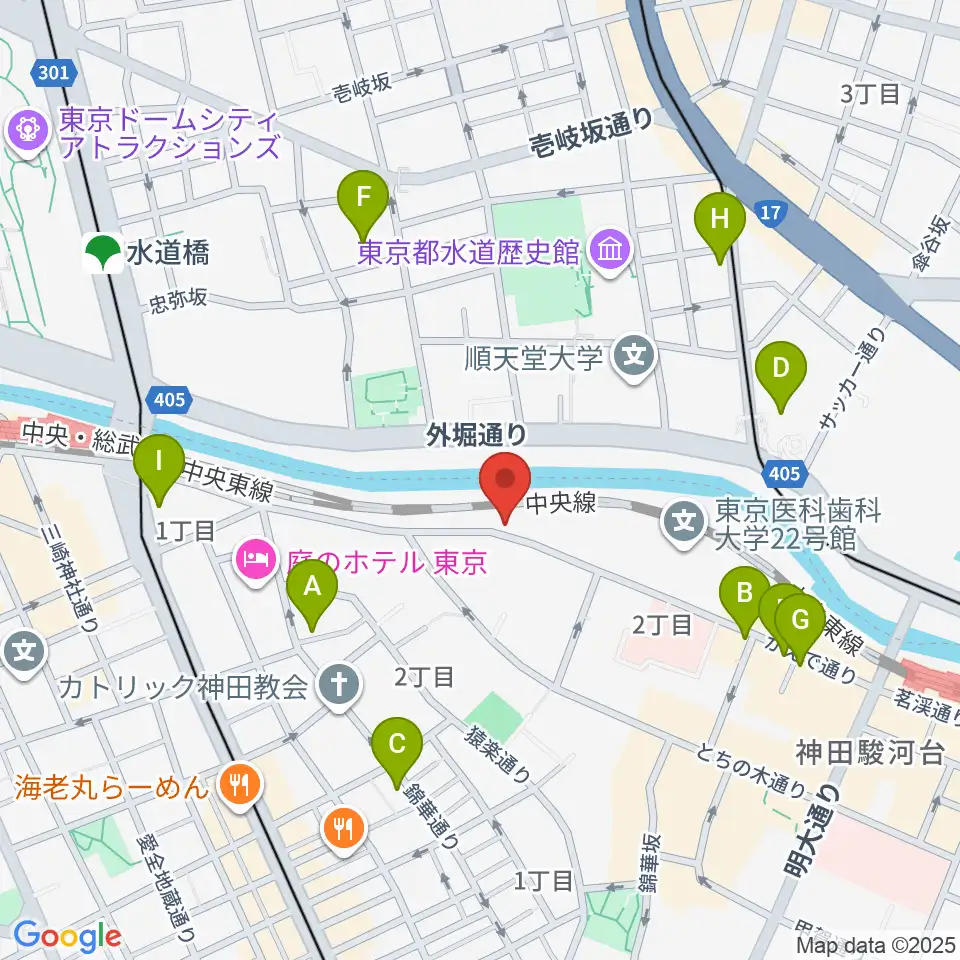 スズキ・メソードお茶の水センター教室周辺のカフェ一覧地図