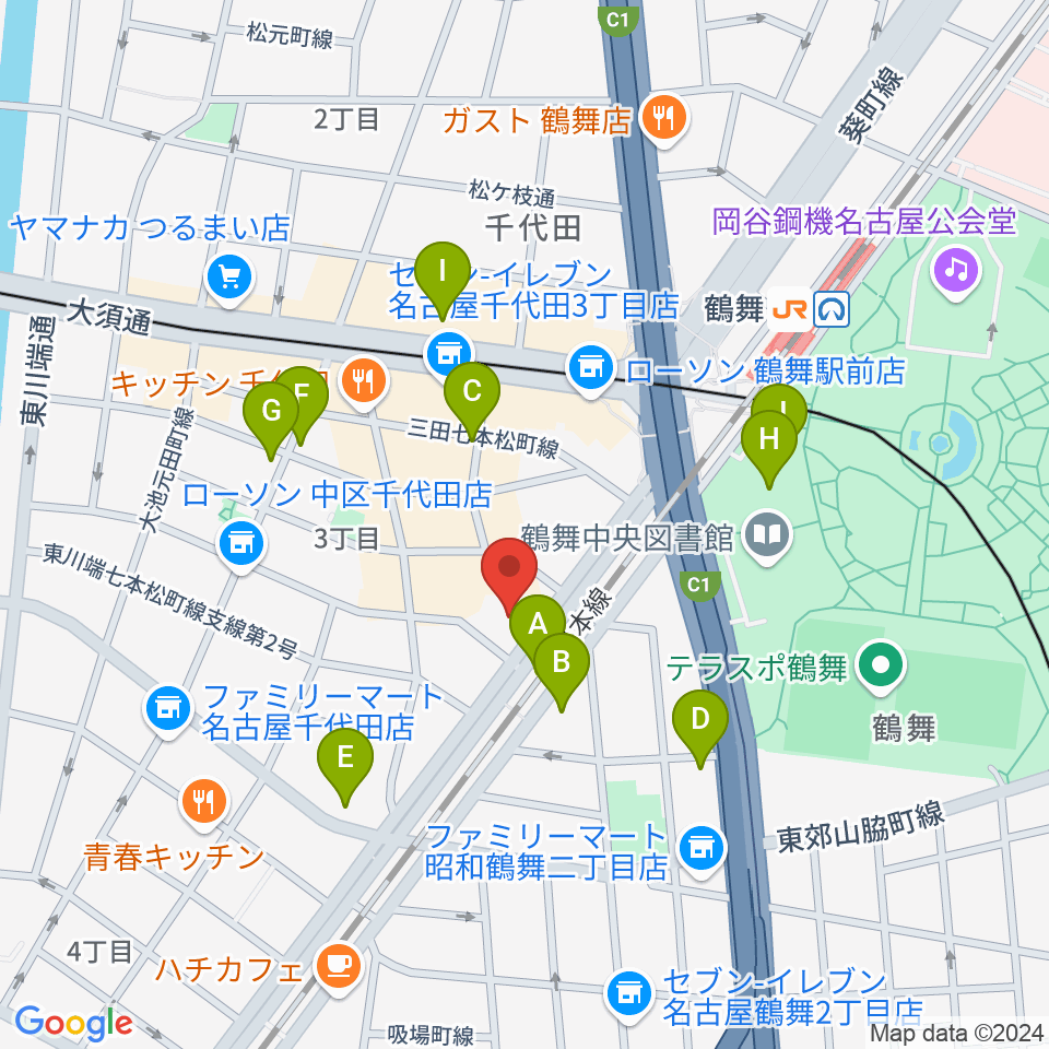 管楽器リペア「松田工房」周辺のカフェ一覧地図