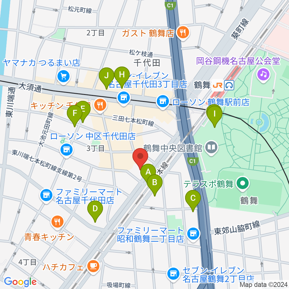 管楽器リペア「松田工房」周辺のカフェ一覧地図