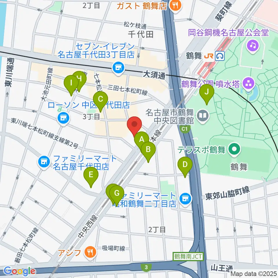 管楽器リペア「松田工房」周辺のカフェ一覧地図