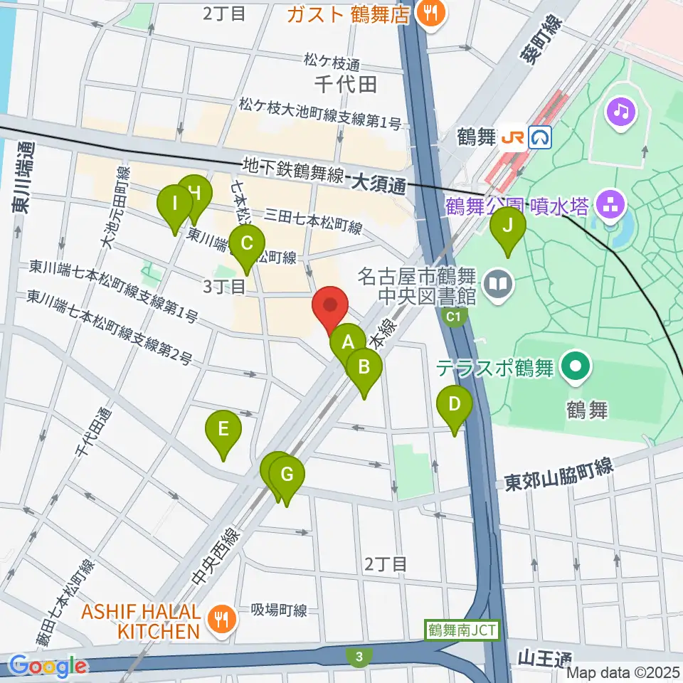 管楽器リペア「松田工房」周辺のカフェ一覧地図