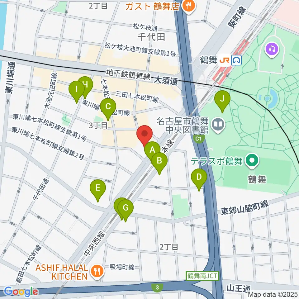 管楽器リペア「松田工房」周辺のカフェ一覧地図