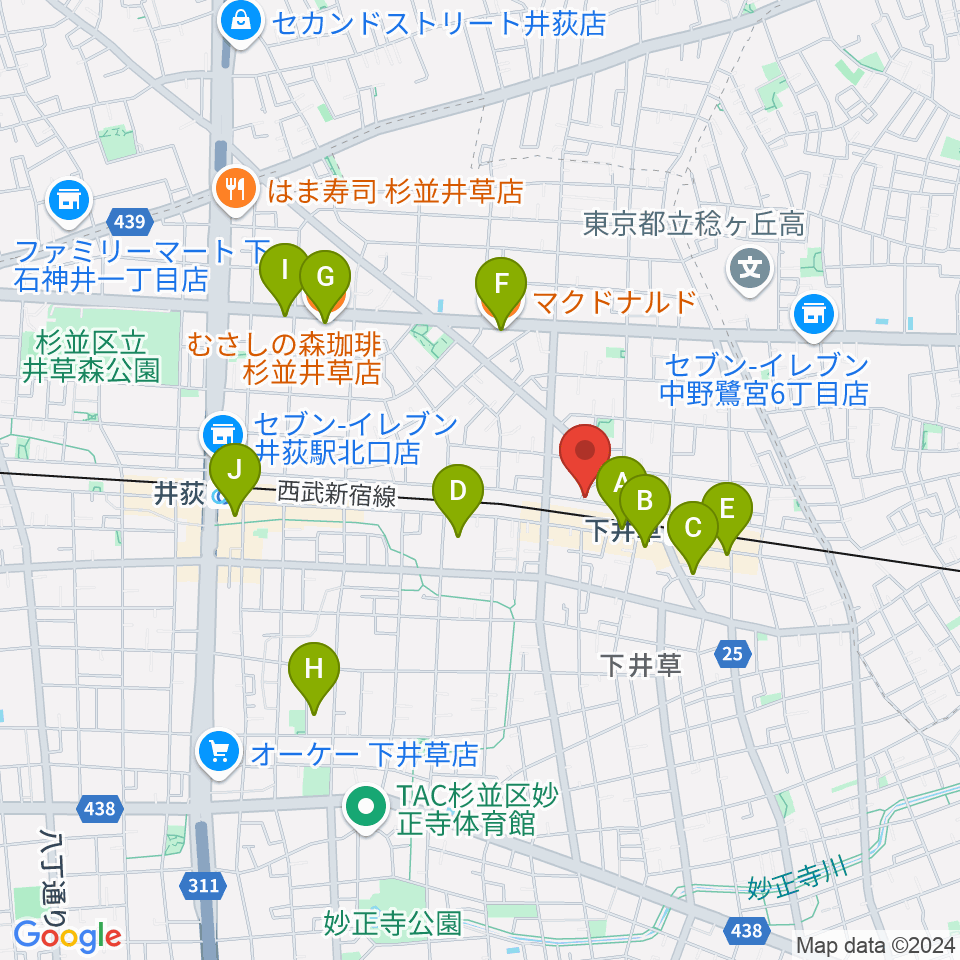 ジャパンロータリートランペットセンター周辺のカフェ一覧地図