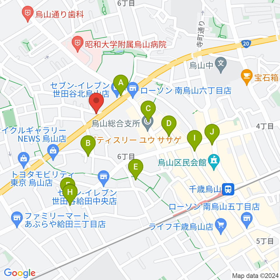 ベヒシュタイン・ジャパン本社ショールーム周辺のカフェ一覧地図