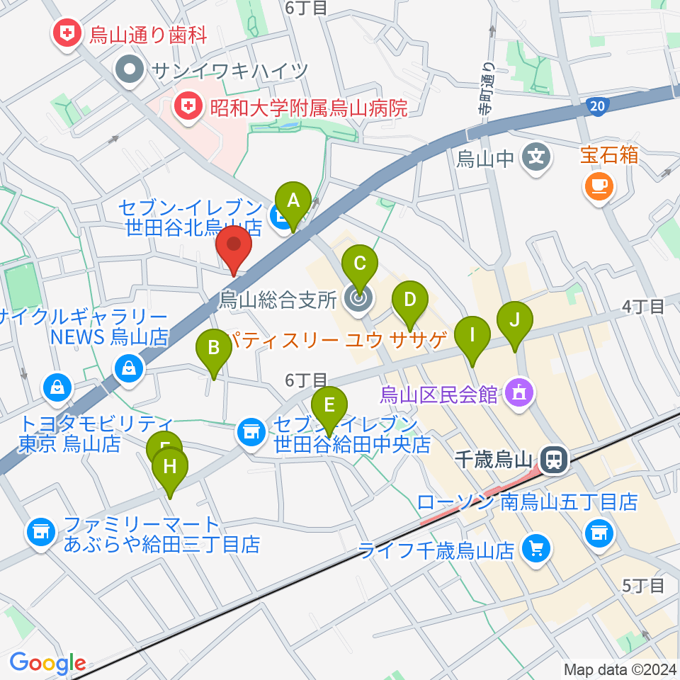 ベヒシュタイン・ジャパン本社ショールーム周辺のカフェ一覧地図