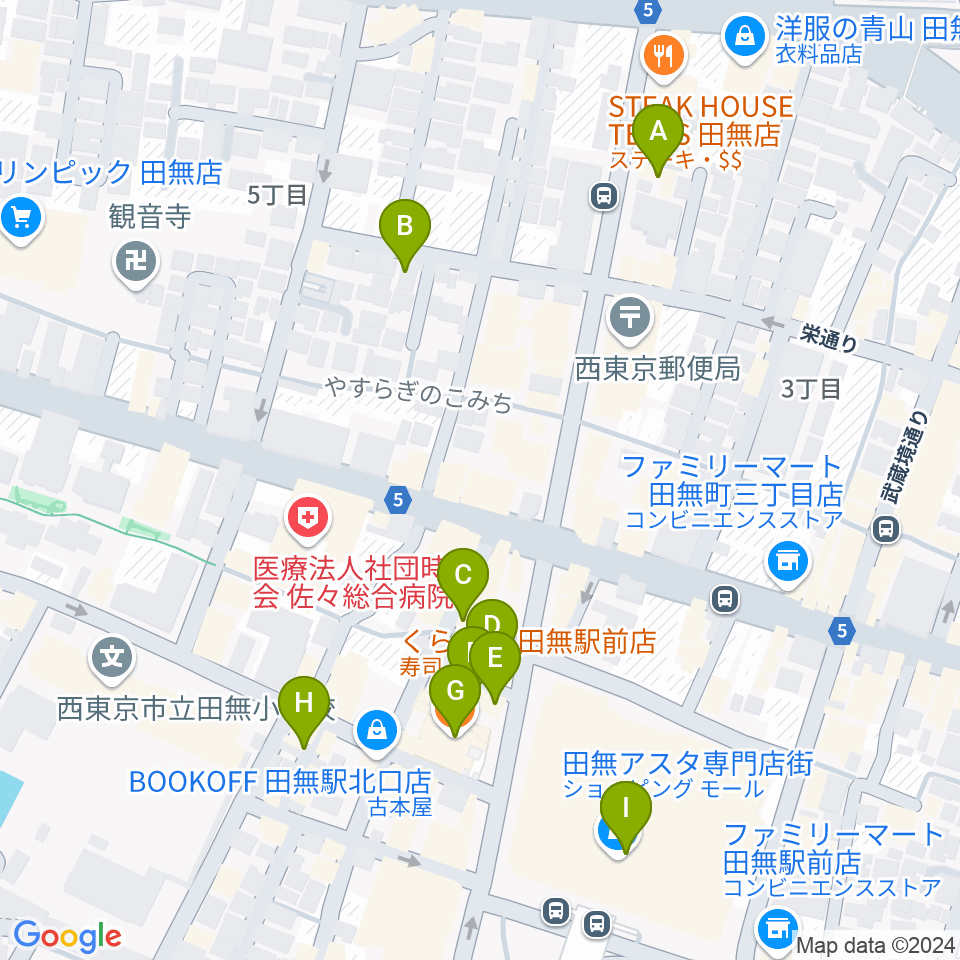 DCAKミュージックスクール周辺のカフェ一覧地図