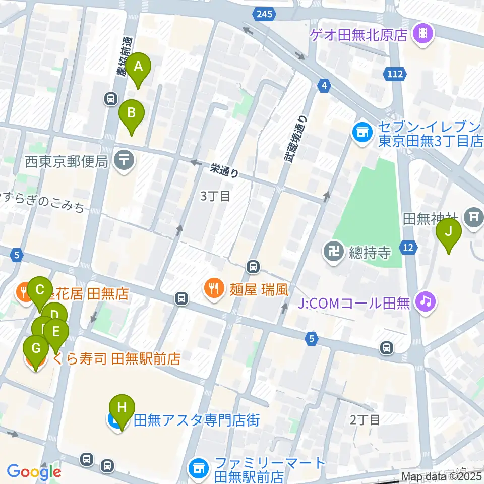 DCAKミュージックスクール周辺のカフェ一覧地図