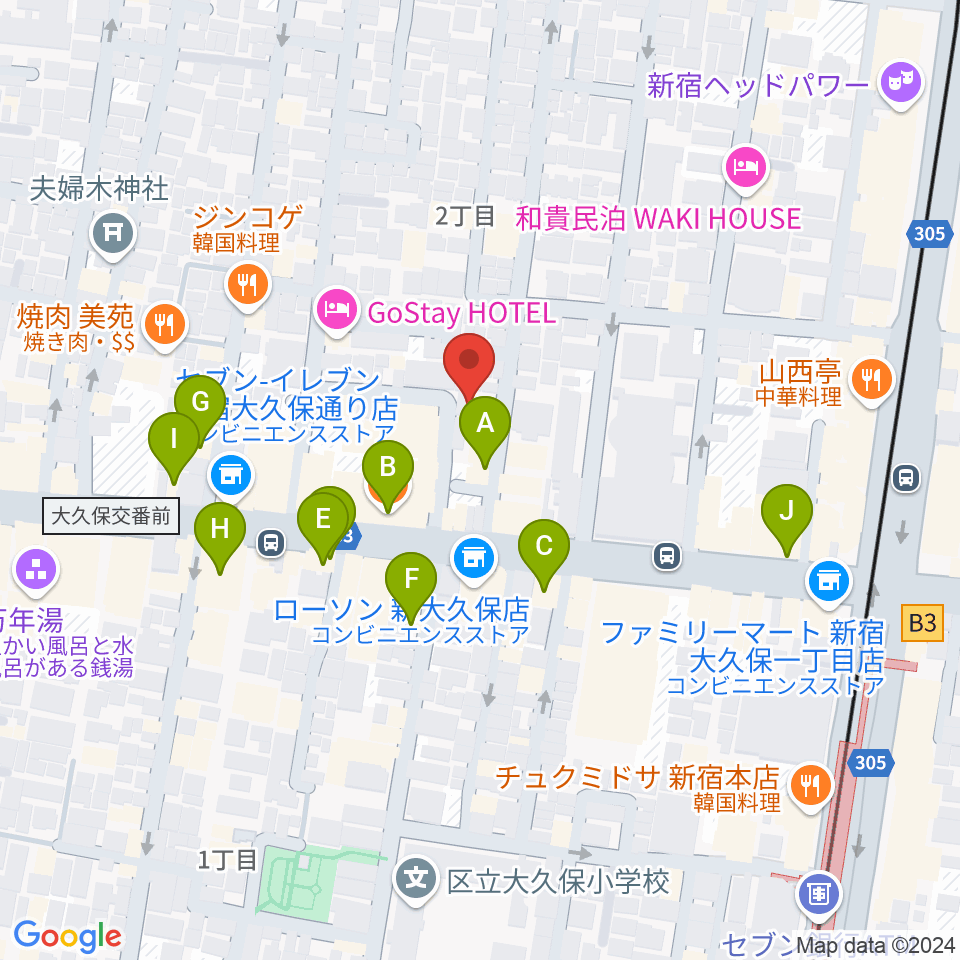 グローバル管楽器技術学院周辺のカフェ一覧地図