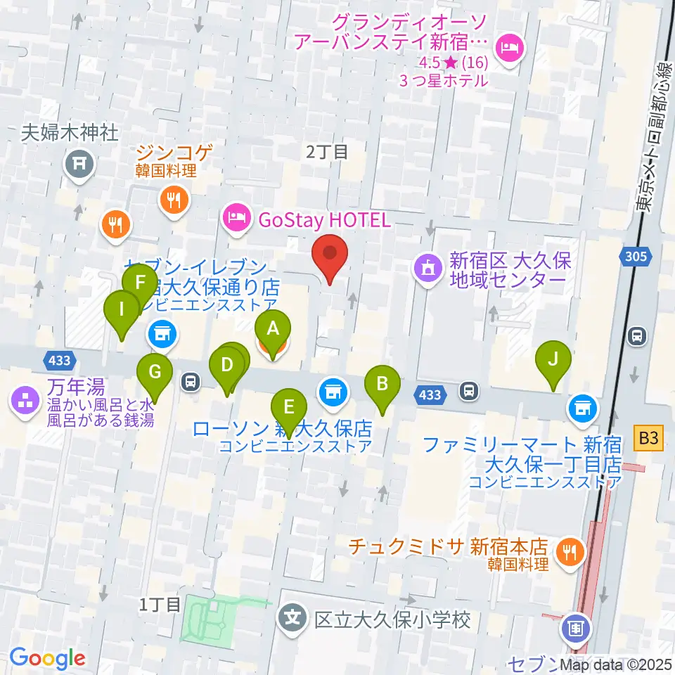 グローバル管楽器技術学院周辺のカフェ一覧地図