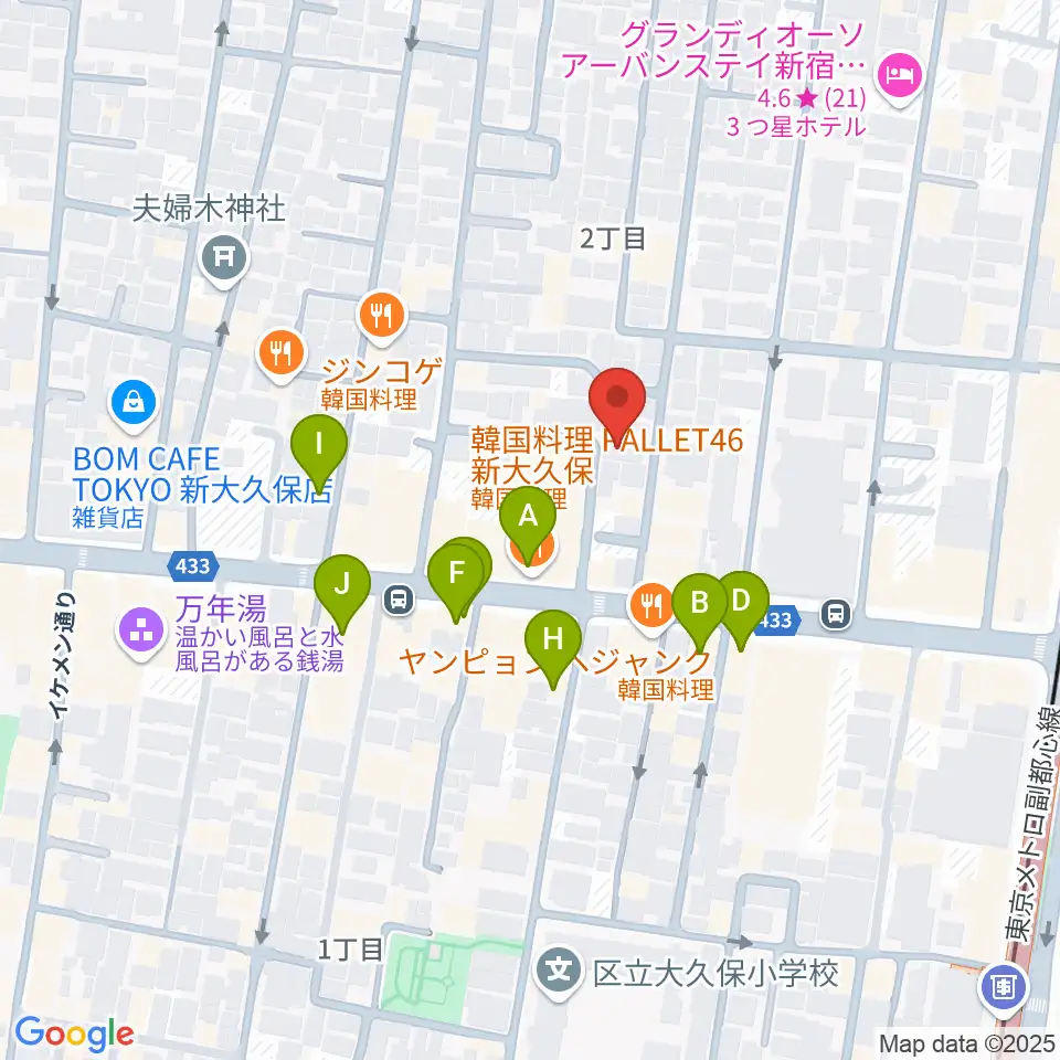 グローバル管楽器技術学院周辺のカフェ一覧地図