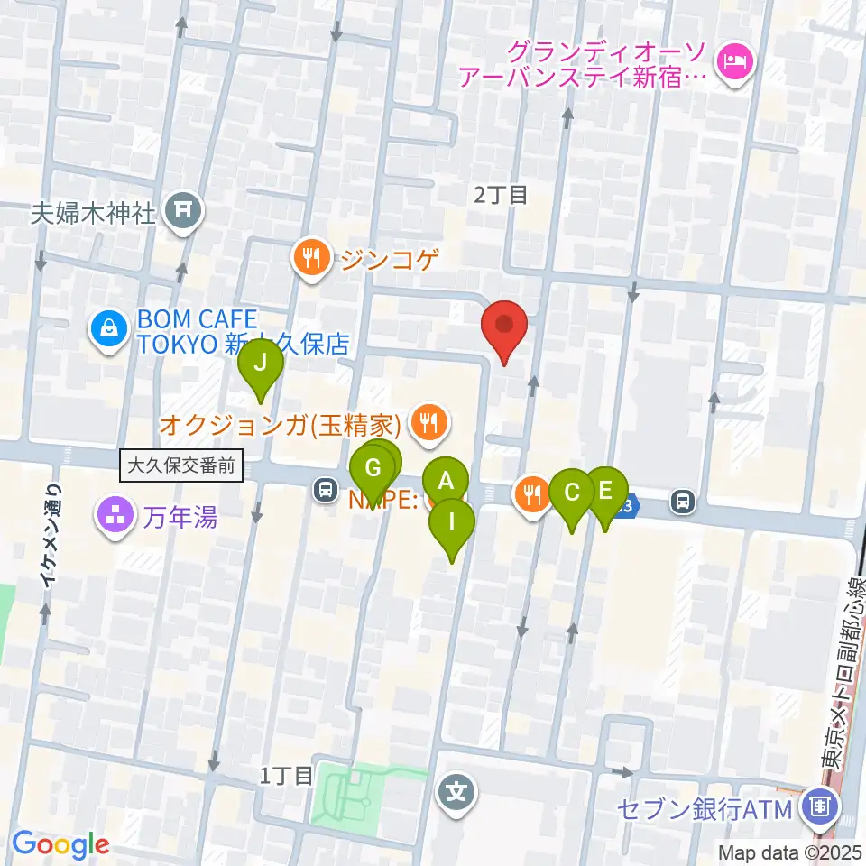 グローバル管楽器技術学院周辺のカフェ一覧地図