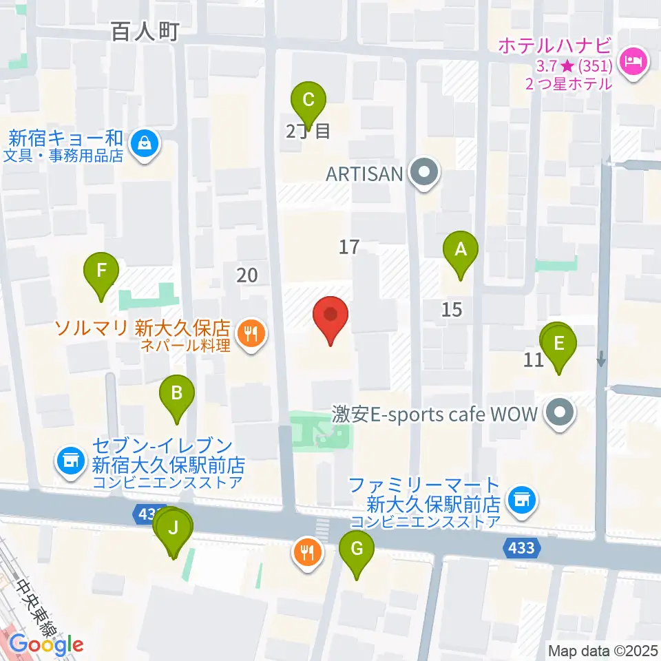 株式会社グローバル周辺のカフェ一覧地図