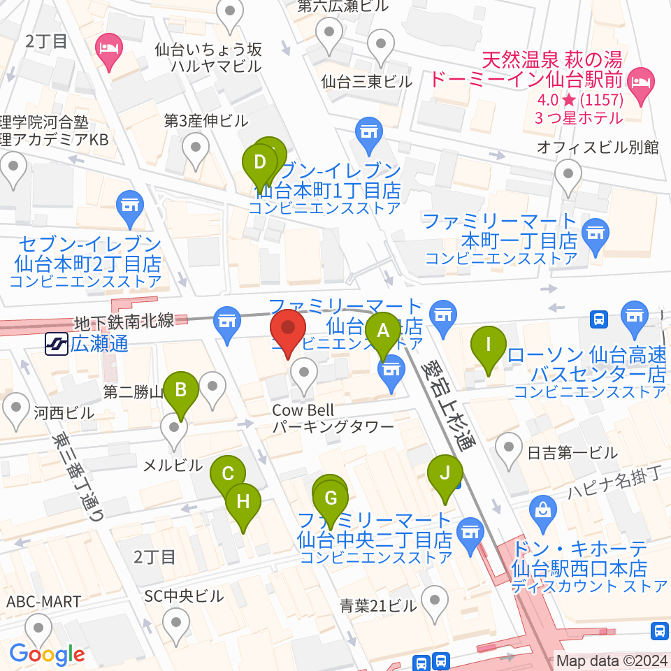 グレースハープ仙台店周辺のカフェ一覧地図