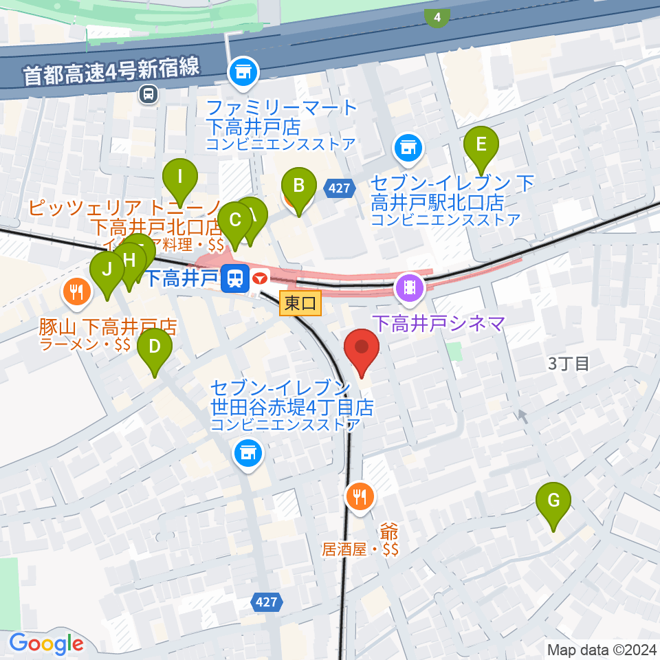 ミュージックスクール ムジカーサ周辺のカフェ一覧地図