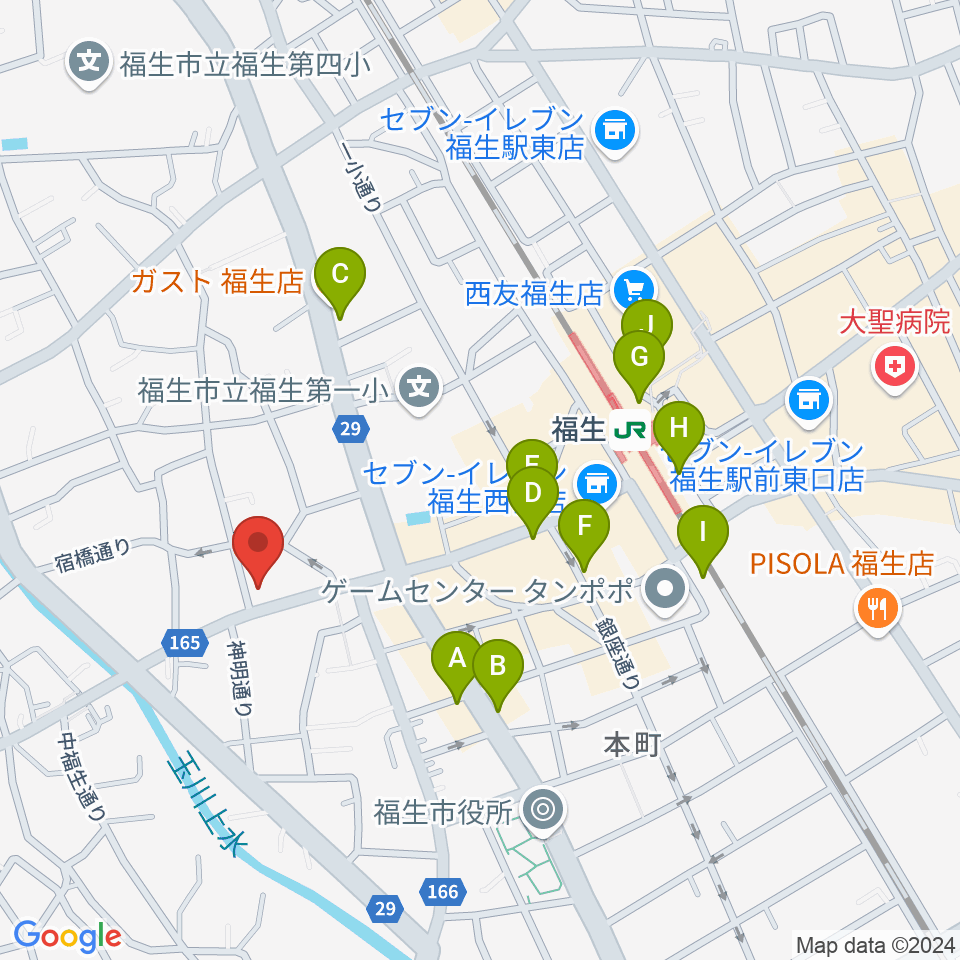 ギター工房アナグマ周辺のカフェ一覧地図