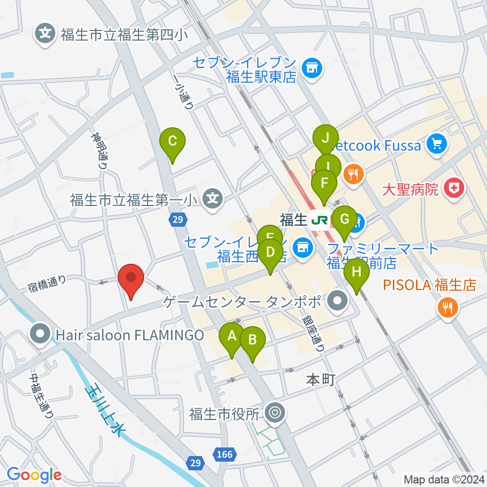 ギター工房アナグマ周辺のカフェ一覧地図