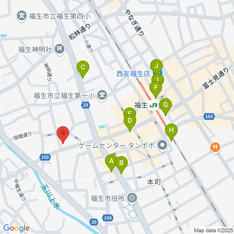 ギター工房アナグマ周辺のカフェ一覧地図