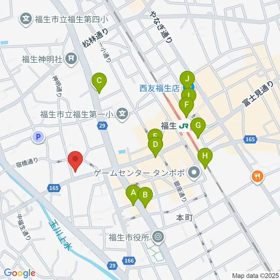 ギター工房アナグマ周辺のカフェ一覧地図