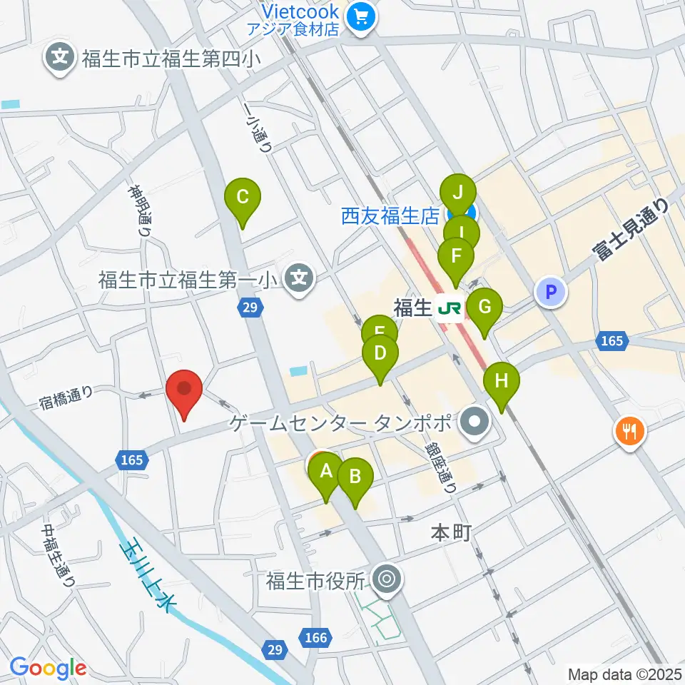 ギター工房アナグマ周辺のカフェ一覧地図