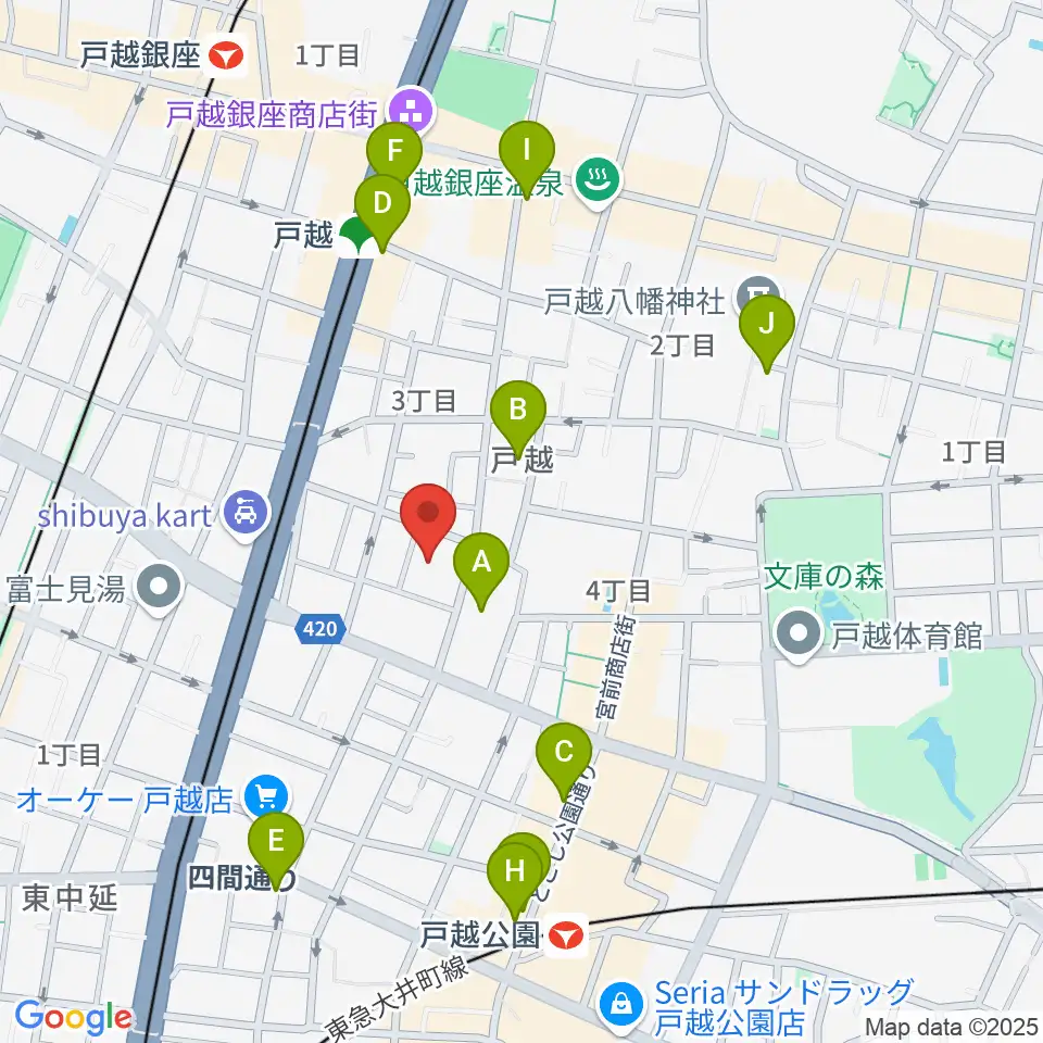 スズキ・メソード トゥインクル音楽院周辺のカフェ一覧地図