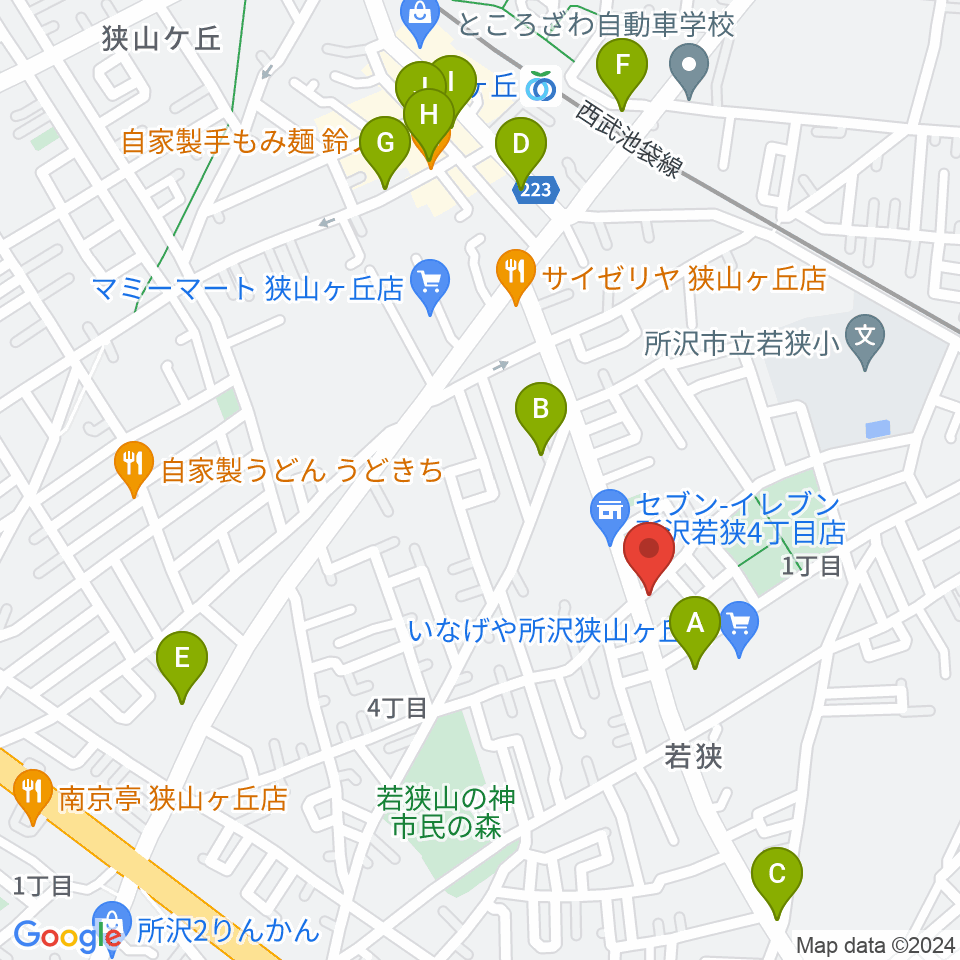 大久保ヴァイオリン工房周辺のカフェ一覧地図