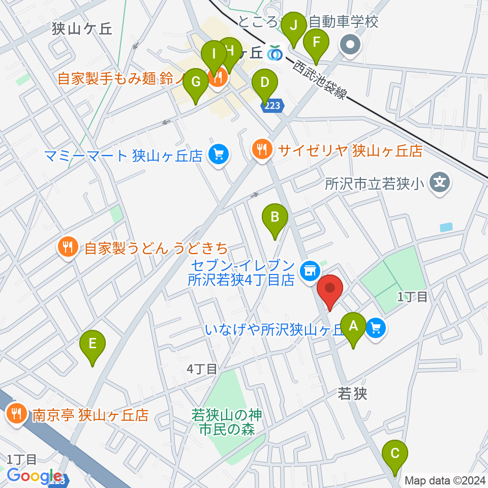 大久保ヴァイオリン工房周辺のカフェ一覧地図