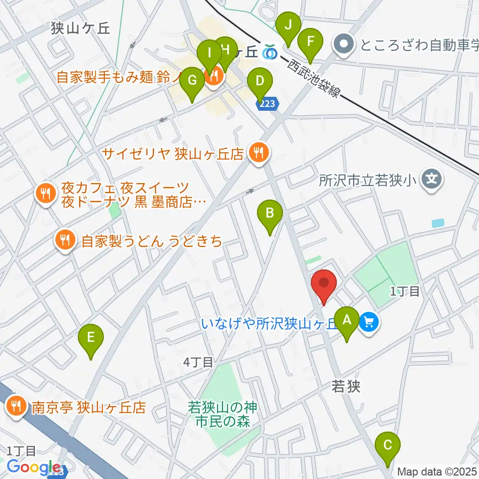 大久保ヴァイオリン工房周辺のカフェ一覧地図