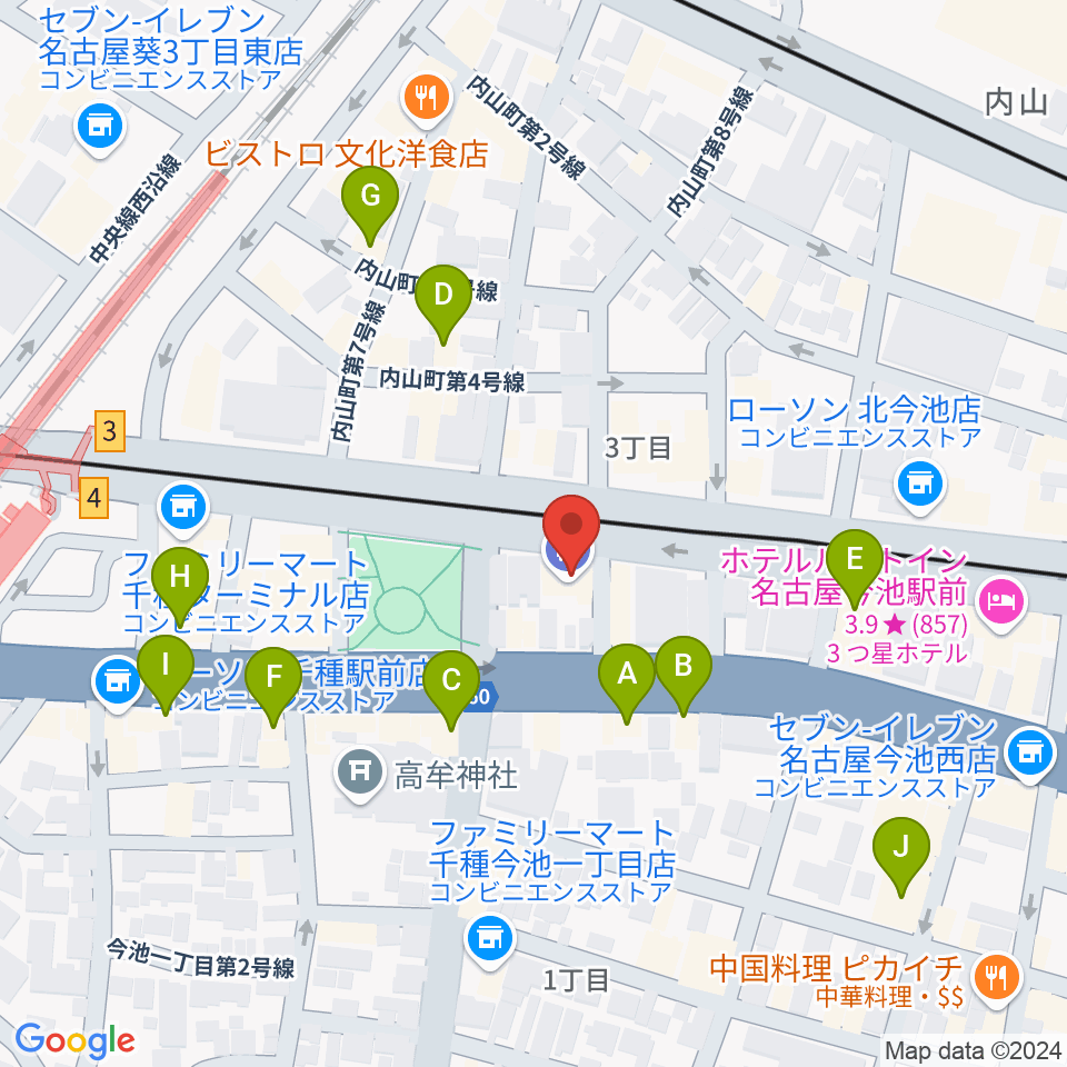 メヌエットヴァイオリン教室周辺のカフェ一覧地図