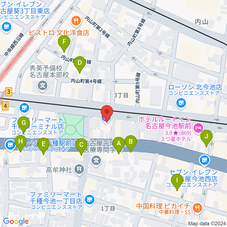 メヌエットヴァイオリン教室周辺のカフェ一覧地図