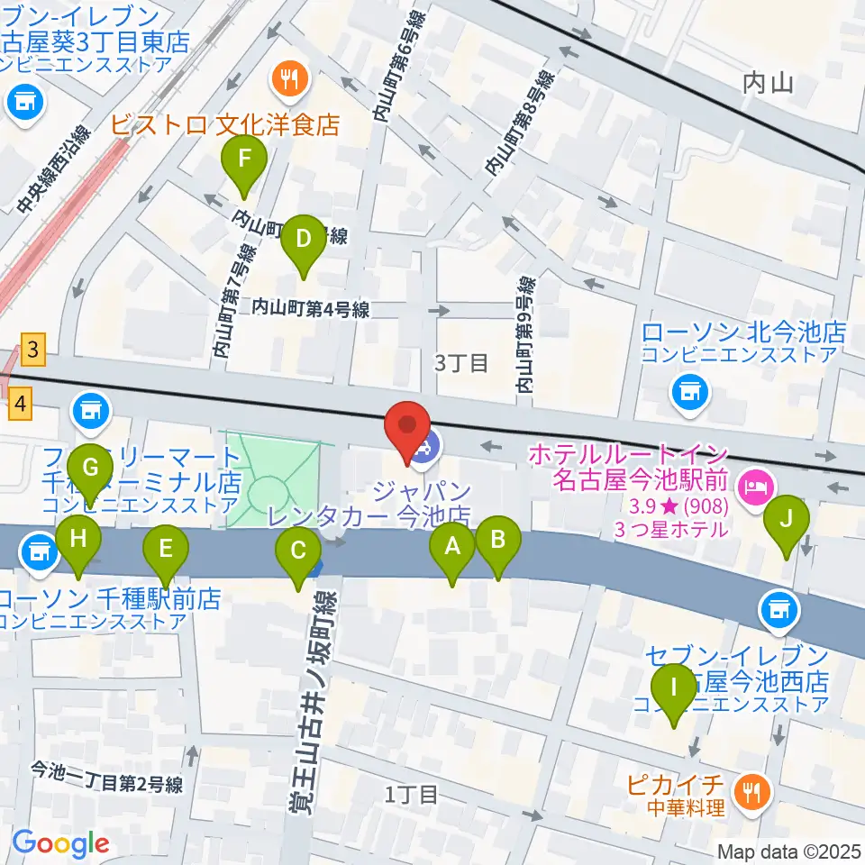 メヌエットヴァイオリン教室周辺のカフェ一覧地図