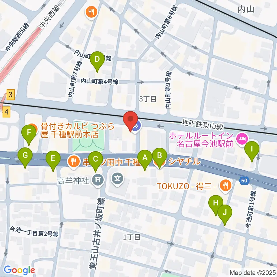 メヌエットヴァイオリン教室周辺のカフェ一覧地図