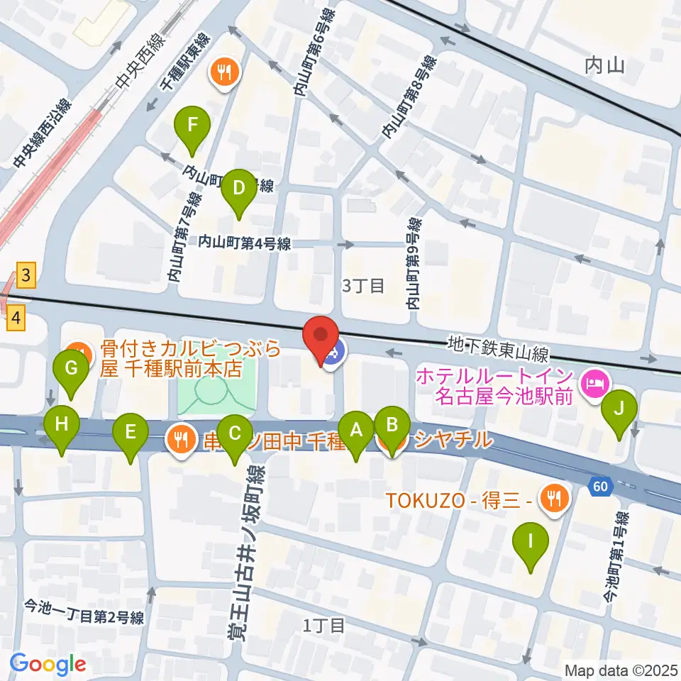 メヌエットヴァイオリン教室周辺のカフェ一覧地図