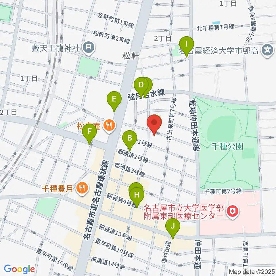 アリアギター・ショールーム周辺のカフェ一覧地図