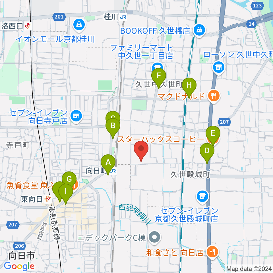 占部弦楽器製作所周辺のカフェ一覧地図