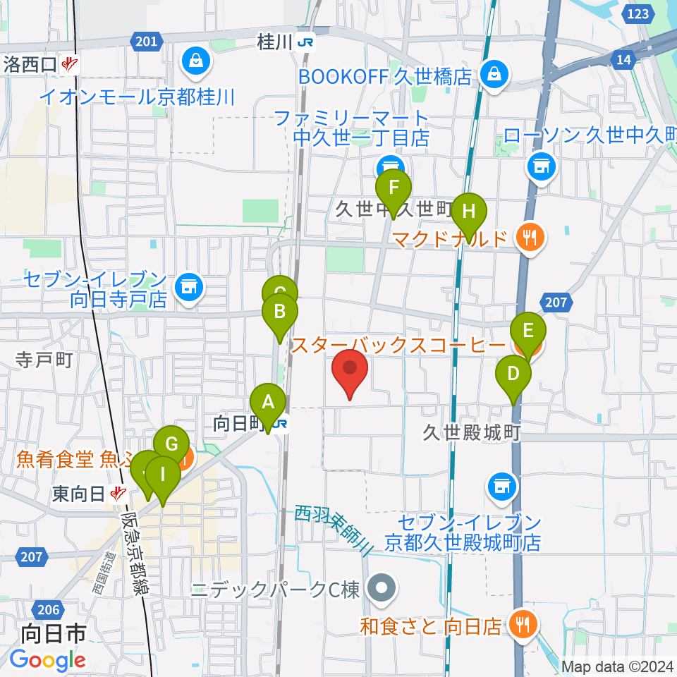 占部弦楽器製作所周辺のカフェ一覧地図