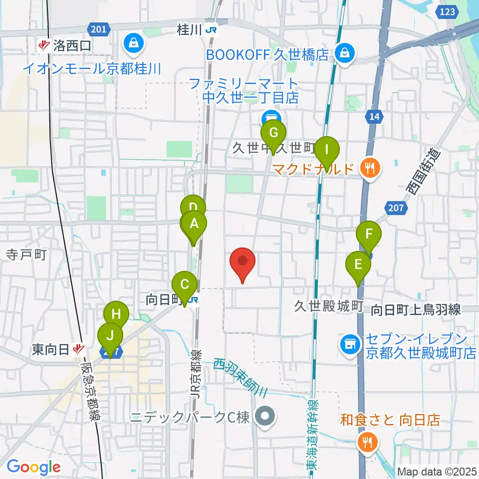 占部弦楽器製作所周辺のカフェ一覧地図