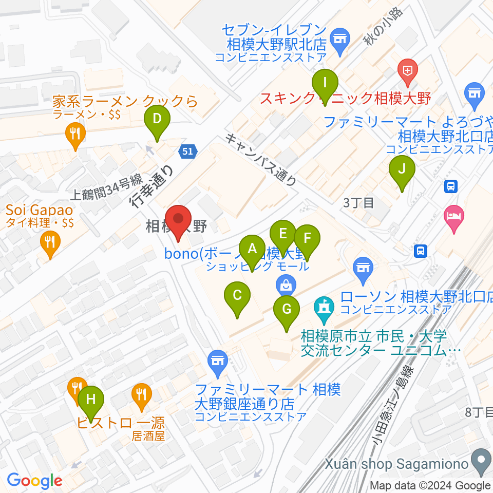 弦楽器タニカワ周辺のカフェ一覧地図