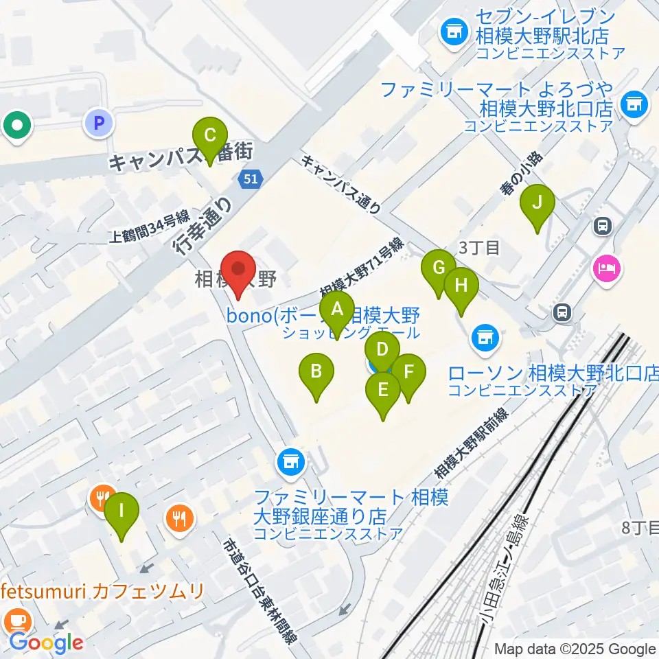 弦楽器タニカワ周辺のカフェ一覧地図