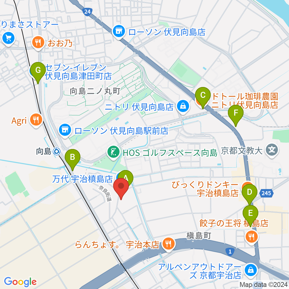 ヒガシ絃楽器製作所 オリエンテ周辺のカフェ一覧地図