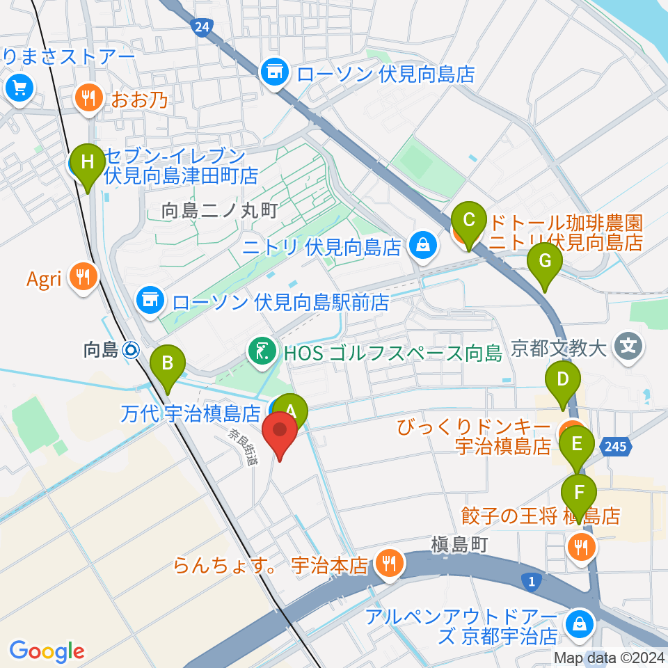 ヒガシ絃楽器製作所 オリエンテ周辺のカフェ一覧地図